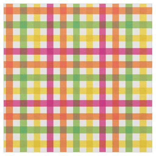Orange, Pink & Yellow Summer Rainbow Plaid/ Tartan Fabric
