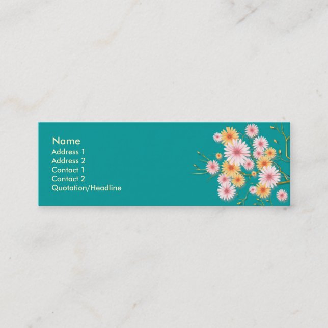Orange-pinkish Daisy flowers Business Card (Front)