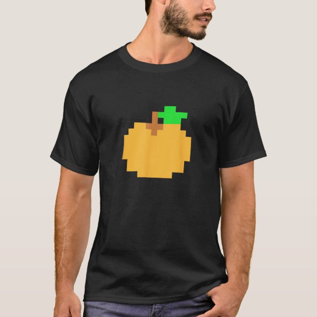 Orange Pixel 8 bit Arcade Video Game Matching Cost T-Shirt (Front)
