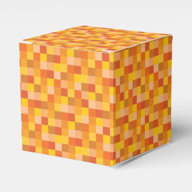 Orange Pixels Pattern Favor Boxes (Front Side)