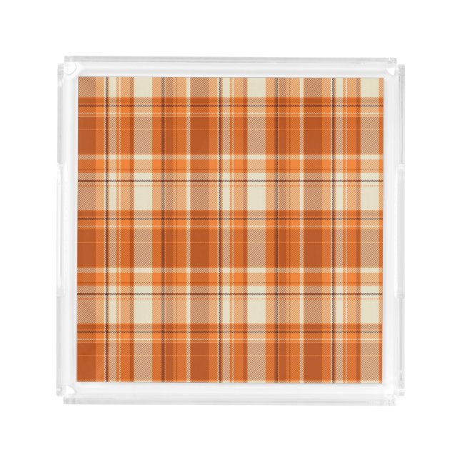 Orange plaid acrylic tray (Front)