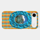 Orange Plaid and Teal Frame Case-Mate iPhone Case (Back (Horizontal))