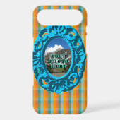 Orange Plaid and Teal Frame Case-Mate iPhone Case (Back)