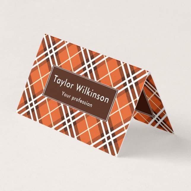 Orange Plaid Business Card (Front)