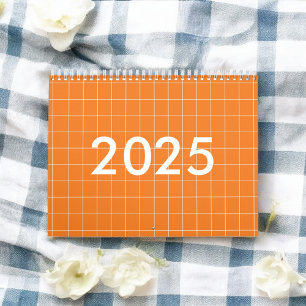 Orange Plaid Checkered Pattern Calendar