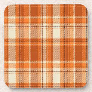 Orange plaid drink coaster