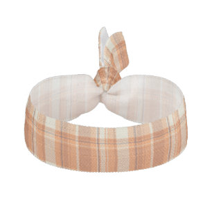 Orange plaid elastic hair tie