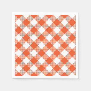 Orange Plaid Fall Country Pattern Napkins
