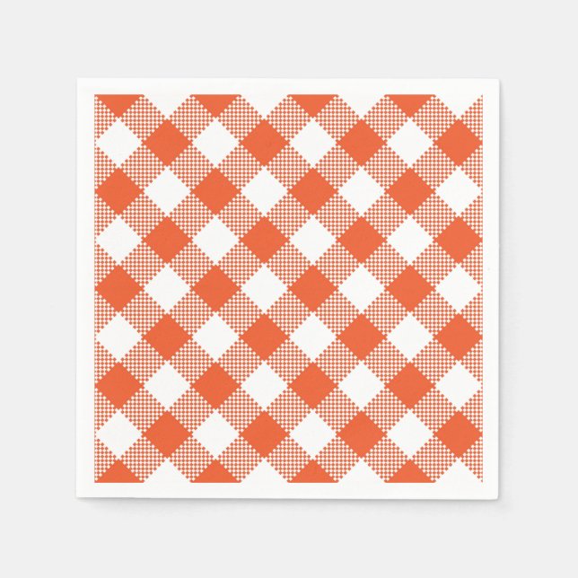 Orange Plaid Fall Country Pattern Napkins (Front)