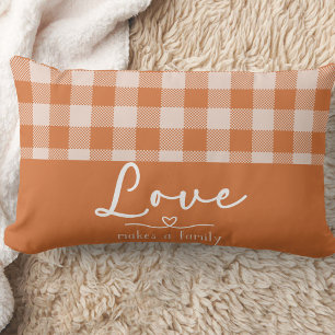 Orange Plaid Farmhouse  Lumbar Pillow