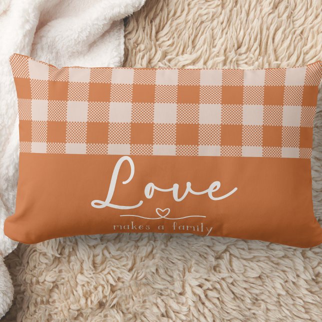 Orange Plaid Farmhouse  Lumbar Pillow (Creator Uploaded)