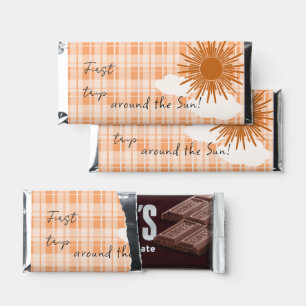 Orange Plaid First Trip Around The Sun Birthday Hershey Bar Favors