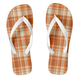 Orange plaid flip flops