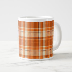 Orange plaid giant coffee mug