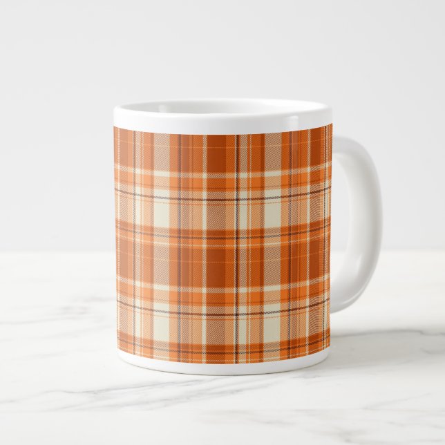 Orange plaid giant coffee mug (Front Right)