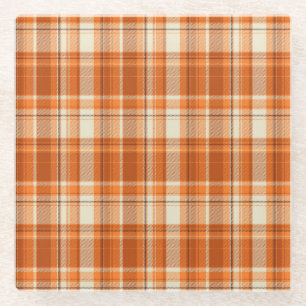 Orange plaid glass coaster
