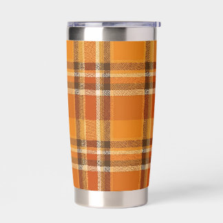 Orange Plaid Insulated Tumbler
