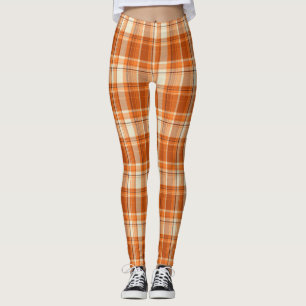 Orange plaid leggings