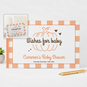 Orange Plaid Little Pumpkin Neutral Baby Shower Guest Book