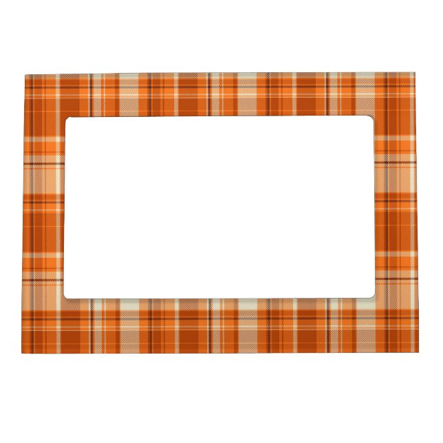 Orange plaid magnetic photo frame (Front)