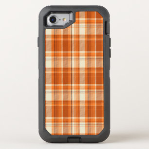 Orange plaid OtterBox defender iPhone SE/8/7 case