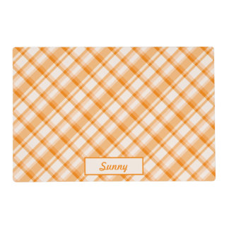 Orange Plaid Pattern With Custom Name Placemat
