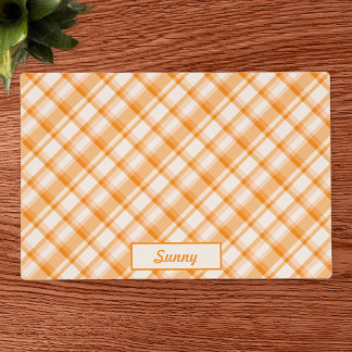 Orange Plaid Pattern With Custom Name Placemat