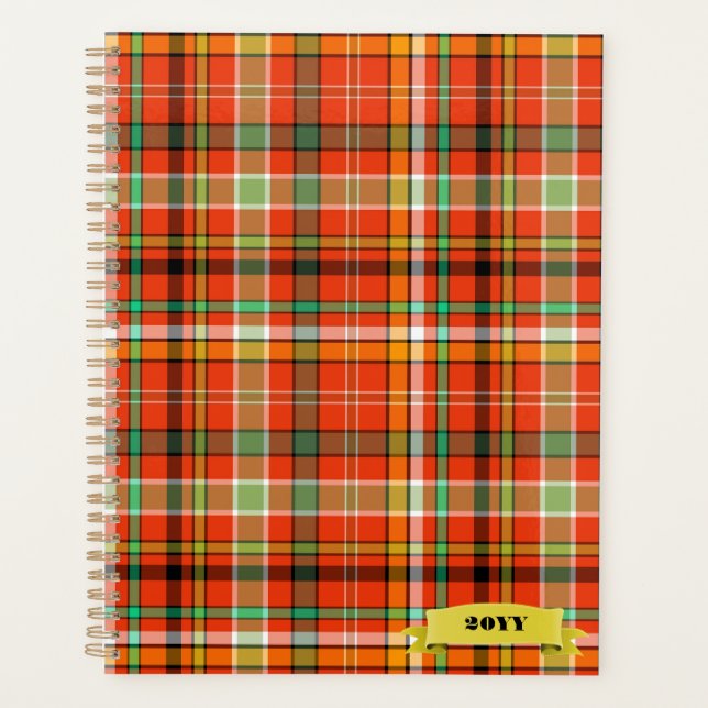 Orange Plaid Personalized Day Planner (Front)