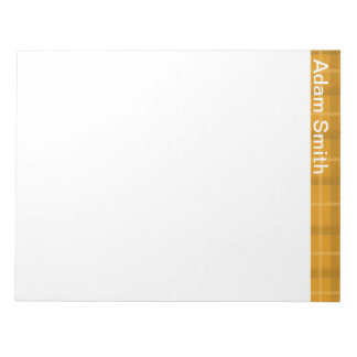 Orange Plaid Personalized Notepad