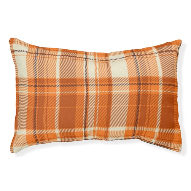 Orange plaid pet bed (Front)
