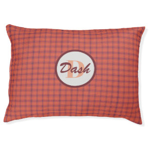 Orange Plaid Pet Bed