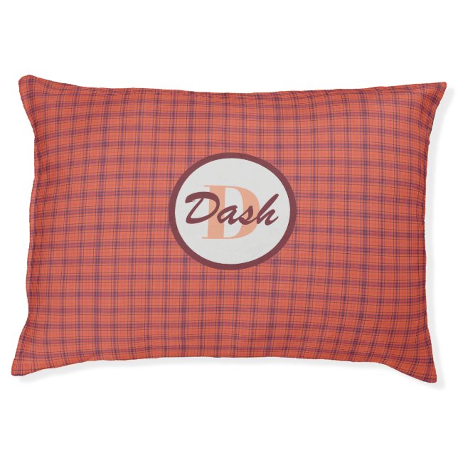 Orange Plaid Pet Bed (Front)