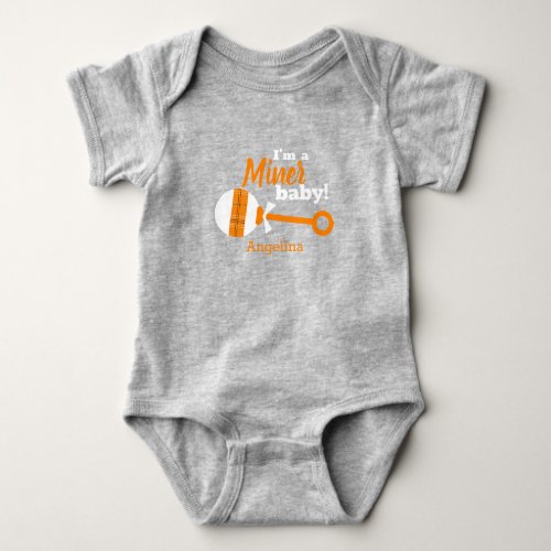 Orange Plaid Rattle Miner Baby Bodysuit