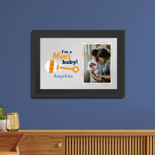 Orange Plaid Rattle Miner Baby Photo Poster