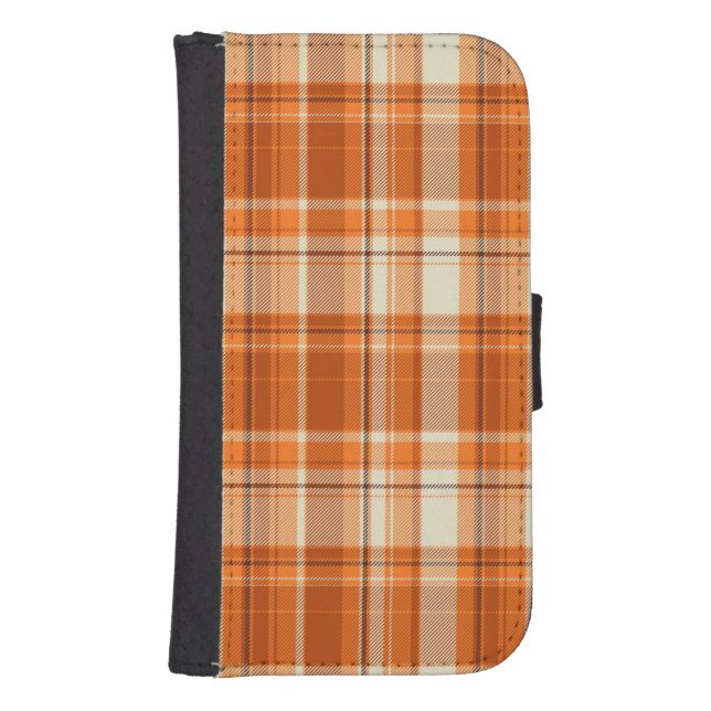 Orange plaid samsung galaxy wallet case (Front)