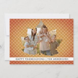 Orange Plaid Simple Happy Thanksgiving Autumn Holiday Card