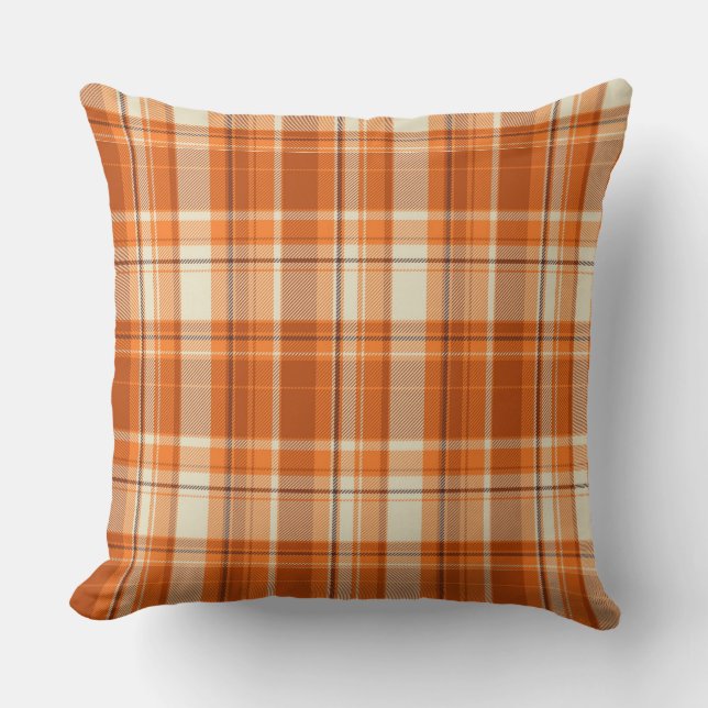 Orange plaid throw pillow (Front)