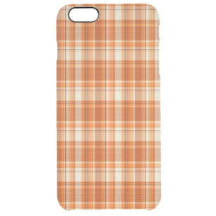 Orange plaid clear iPhone 6 plus case