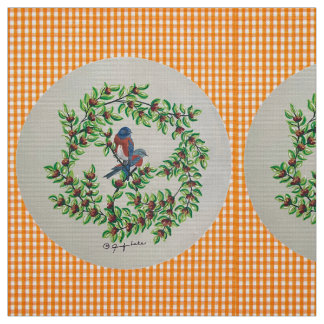 Orange plaid Western Bluebird Fabric