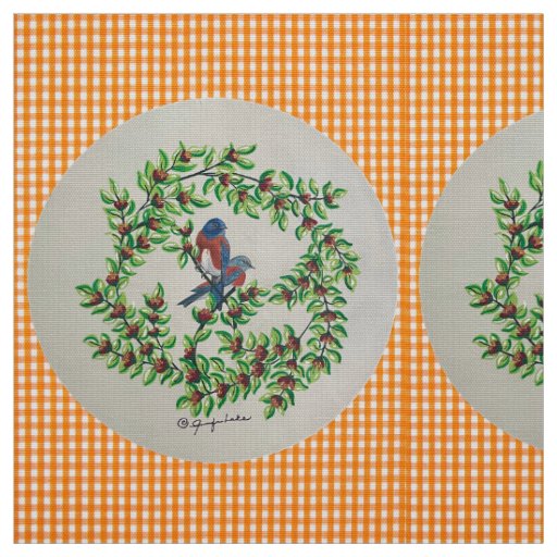 Orange plaid Western Bluebird Fabric