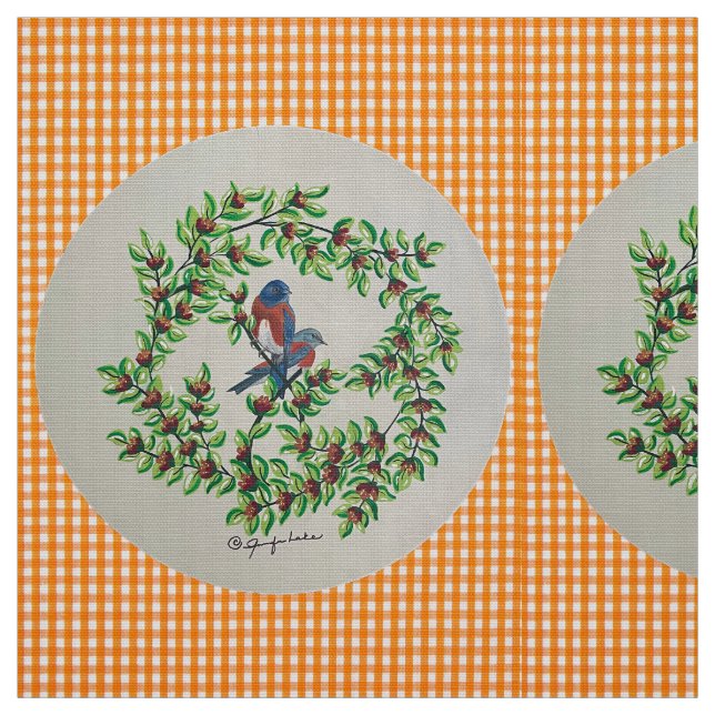 Orange plaid Western Bluebird Fabric (Swatch)
