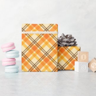Orange Plaid   Wrapping Paper