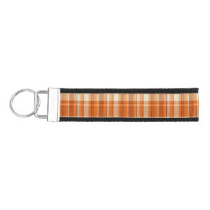 Orange plaid wrist keychain