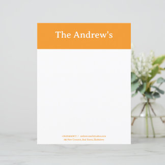 Orange Plain Simple Stationary Paper