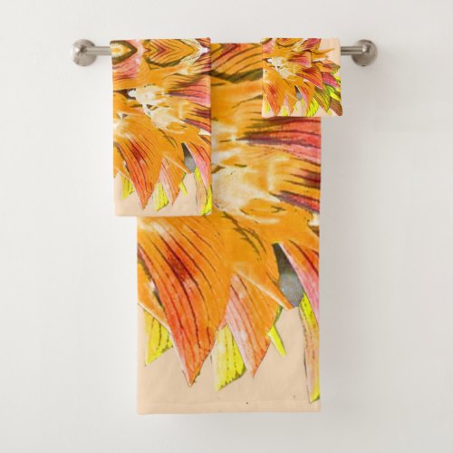 ORANGE PLANT _ Digital Fractal Art _ Bath Towel Set