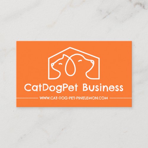 Orange Playful Dog Cat Pet Logo Business Card
