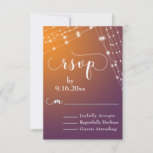 Orange Plum Ombre  Light Strings Wedding RSVP 2