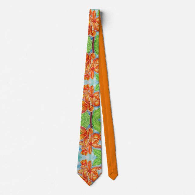 Orange Plumeria Neck Tie (Front)