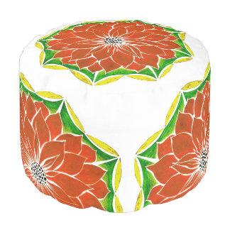 ORANGE POINSETTIA Design Pouf
