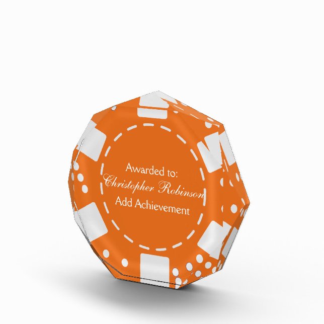 Orange Poker Chip Acrylic Award (Right)